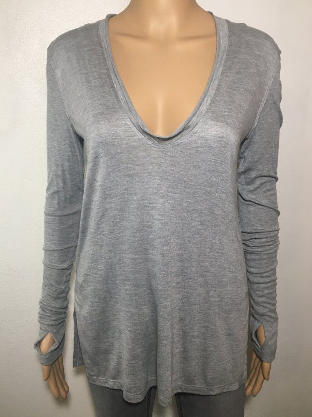 NWT Free People We the Free Gray Womens Long Sleeve Tunic Top XS